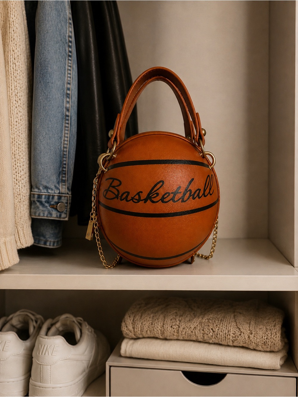 Basketball Shaped Purse | Crossbody + Top Handle Bag